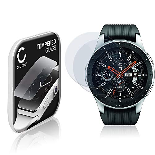 CELLONIC 2X 9H Display Schutzglas für Samsung Galaxy Watch - 46mm (SM-R800) Smartwatch, 2.5D Full Glue Screen Protector Glass, Fitness Tracker Displayschutz Glas Transparent Schutzfolie von CELLONIC