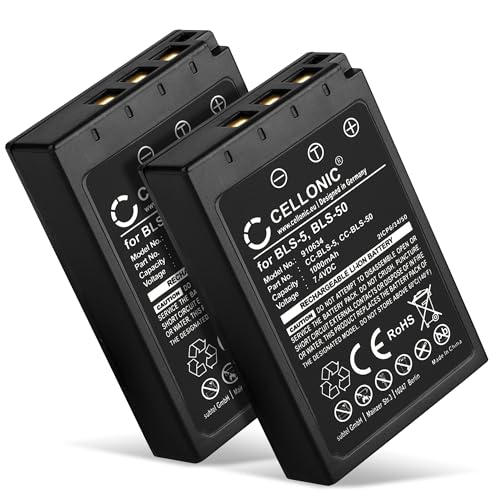 CELLONIC, Akku für Kamera, kompatibel mit Olympus BLS-50, OM-D E-M10 Mark II, IV (7.4V, 1000mAh) 2 Stück von CELLONIC