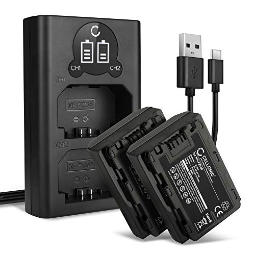 CELLONIC, Akku für Kamera, kompatibel mit Sony NP-FZ100, A7 III (ILCE-7M3 / ILCE-7M3K) (7.4V, 1600mAh) 2 Stück + Dual Ladegerät von CELLONIC