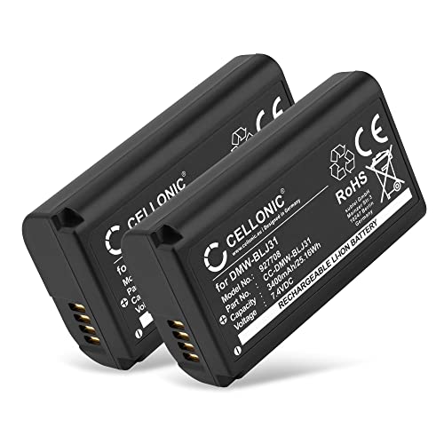 CELLONIC, Akku für Kamera, kompatibel mit Panasonic Lumix DC-S1, DC-S1R, DC-S1H, DMW-BLJ31 (7.4V, 3400mAh) 2 Stück CELLONIC, Akku für Kamera, kompatibel mit Panasonic Lumix DC-S1, DC-S1R, DC-S1H, DMW-BLJ31 (7.4V, 3400mAh) 2 Stück von CELLONIC