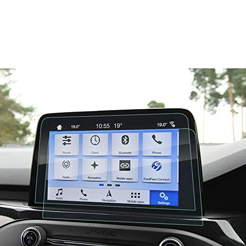 CELLONIC 2X Display Schutzglas kompatibel mit Ford SYNC 3 Focus Fiesta Ka Plus Kuga Transit Custom Navigationsgerät 2.5D 9H 0,3mm Full Glue Schutzfolie Transparent Displayschutz Glas GPS Schutz Folie von CELLONIC