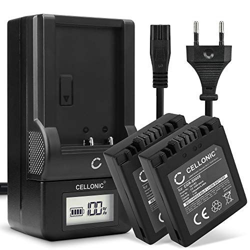 CELLONIC, Akku für Kamera, kompatibel mit Panasonic Lumix DMC-FZ2, DMC-FZ10, CGR-S002E (7.4V, 700mAh) 2 Stück + Ladegerät von CELLONIC
