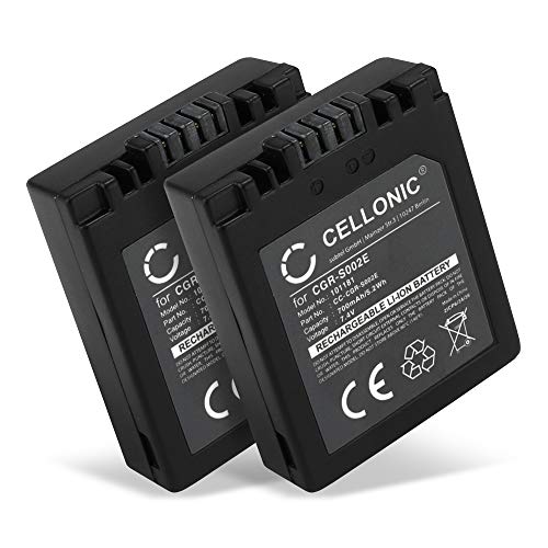 CELLONIC, Akku für Kamera kompatibel mit Panasonic Lumix DMC-FZ5, DMC-FZ20, DMC-FZ2 (7.4V, 700mAh) 2 Stück von CELLONIC