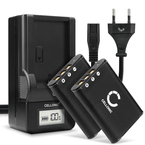 CELLONIC, Akku für Kamera, kompatibel mit Pentax D-LI78, Optio S1, M60, V20, W60, W80, M50 (3.7V, 600mAh) 2 Stück + Ladegerät von CELLONIC