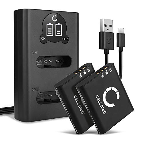 CELLONIC, Akku für Kamera, kompatibel mit Ricoh GR III, DB-110, IIIx, WG-6, G900SE, G900 (3.7V, 1100mAh) 2 Stück + Dual Ladegerät von CELLONIC