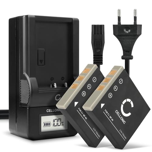 CELLONIC, Akku für Kamera, kompatibel mit Panasonic Lumix DMC-FX7, CGA-S004E, CGA-S004E/1B (3.7V, 700mAh) 2 Stück + Ladegerät von CELLONIC