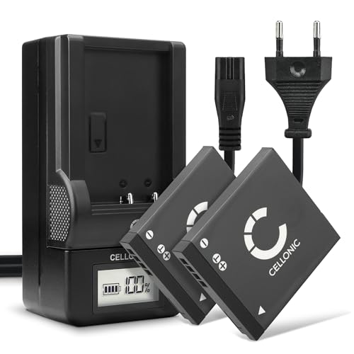 CELLONIC, Akku für Kamera, kompatibel mit Panasonic Lumix DMC-FS16, DMC-FS28, DMC-S2 (3.6V, 700mAh) 2 Stück + Ladegerät von CELLONIC
