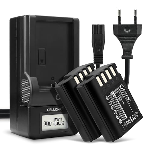 CELLONIC, Akku für Kamera, kompatibel mit Panasonic Lumix G9, Lumix GH5 II, Lumix GH5S, DMW-BLK22 (7.4V, 2250mAh) 2 Stück + Ladegerät von CELLONIC