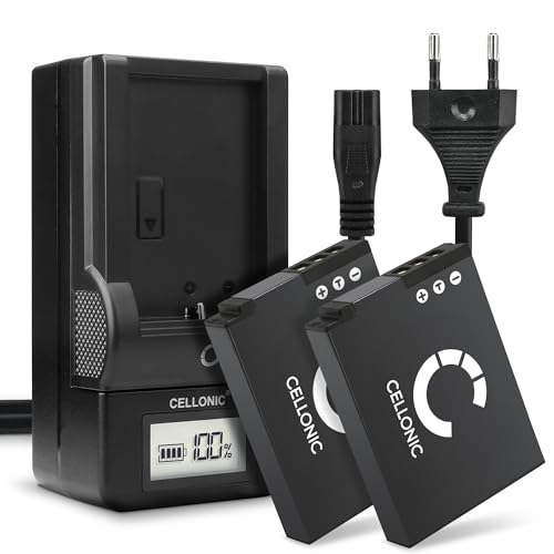 CELLONIC, Akku für Kamera, kompatibel mit Nikon EN-EL12, Coolpix S6200, S9500, S9100 (3.7V, 1100mAh) 2 Stück + Ladegerät von CELLONIC