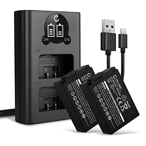 CELLONIC, Akku für Kamera, kompatibel mit Nikon EN-EL25, Z 50, Z fc, MH-32, Z 30, VFB12502 (7.6V, 1280mAh) 2 Stück + Dual Ladegerät CELLONIC, Akku für Kamera, kompatibel mit Nikon EN-EL25, Z 50, Z fc, MH-32, Z 30, VFB12502 (7.6V, 1280mAh) 2 Stück + Dual Ladegerät von CELLONIC