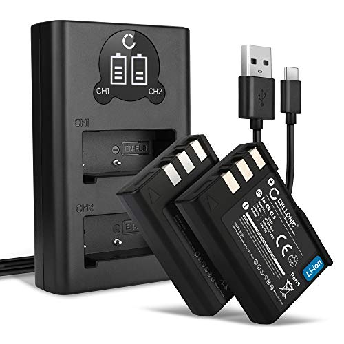 CELLONIC, Akku für Kamera, kompatibel mit Nikon D5000, EN-EL9, D3000, D60, D40, EN-EL9E (7.4V, 1000mAh) 2 Stück + Dual Ladegerät von CELLONIC