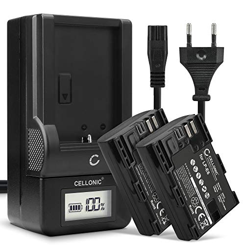 CELLONIC, Akku für Kamera, kompatibel mit Blackmagic Pocket Cinema 4k, Canon LP-E6NH (7.4V, 2000mAh) 2 Stück + Ladegerät CELLONIC, Akku für Kamera, kompatibel mit Blackmagic Pocket Cinema 4k, Canon LP-E6NH (7.4V, 2000mAh) 2 Stück + Ladegerät von CELLONIC