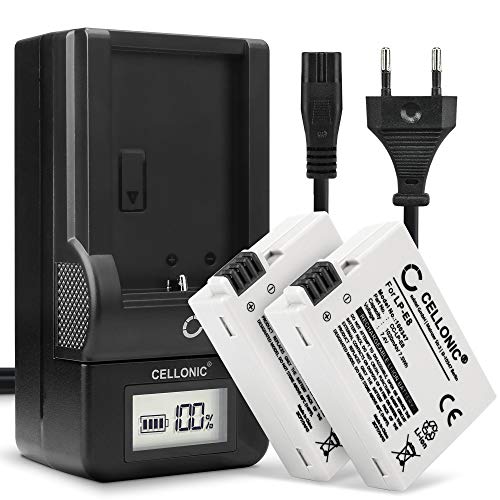 CELLONIC, Akku für Kamera, kompatibel mit Canon EOS Rebel T5i, Kiss X6i, 600D, 550D, LP-E8 (7.4V, 1020mAh) 2 Stück + Ladegerät von CELLONIC