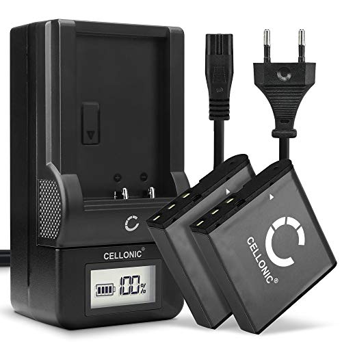 CELLONIC, Akku für Kamera, kompatibel mit Casio Exilim EX-FC160, NP-40, EX-FC150, EX-Z100 (3.7V, 950mAh) 2 Stück + Ladegerät von CELLONIC
