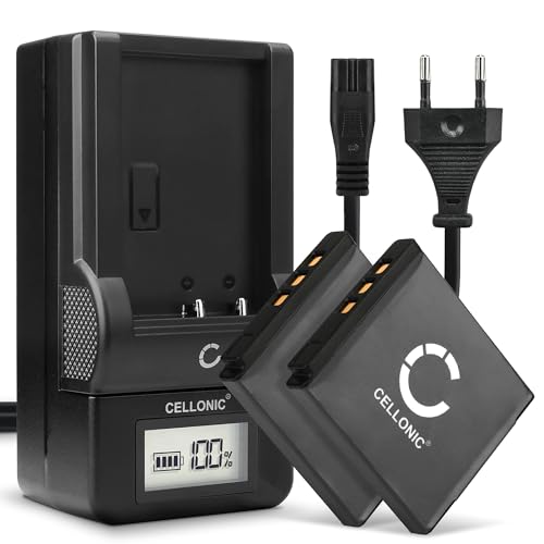 CELLONIC, Akku für Kamera, kompatibel mit Fuji FinePix REAL 3D W3, F300EXR, XP170, XP150 (3.7V, 700mAh) 2 Stück + Ladegerät von CELLONIC