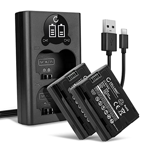 CELLONIC, Akku für Kamera, kompatibel mit Fuji FujiFilm NP-W235, X-T4, GFX, 50S II, GFX100S (7.4V, 2250mAh) 2 Stück + Dual Ladegerät CELLONIC, Akku für Kamera, kompatibel mit Fuji FujiFilm NP-W235, X-T4, GFX, 50S II, GFX100S (7.4V, 2250mAh) 2 Stück + Dual Ladegerät von CELLONIC