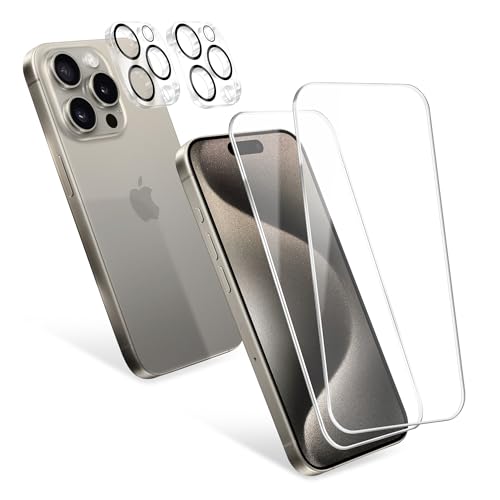 CELLONIC 2X Schutzfolie & 2X Kameraschutz kompatibel mit iPhone 15 Pro Max – 6.7" Displayschutzfolie 0,33mm, Ultradünnes 9H Hartglas, Displayschutz & Kamera Panzerglas CELLONIC 2X Schutzfolie & 2X Kameraschutz kompatibel mit iPhone 15 Pro Max – 6.7" Displayschutzfolie 0,33mm, Ultradünnes 9H Hartglas, Displayschutz & Kamera Panzerglas von CELLONIC
