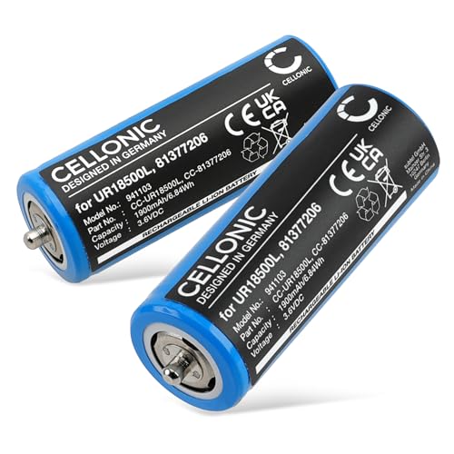 CELLONIC 2X UR18500Y Ersatz Akku für Braun Series 9 9465cc, 9325s, 9385cc, 9390cc / Series 8 8370cc, 8365cc, 8417s, 8350s / Series 7 790CC, 7865cc Ersatzakku 1900mAh - Rasierer Batterie Zahnbürste von CELLONIC