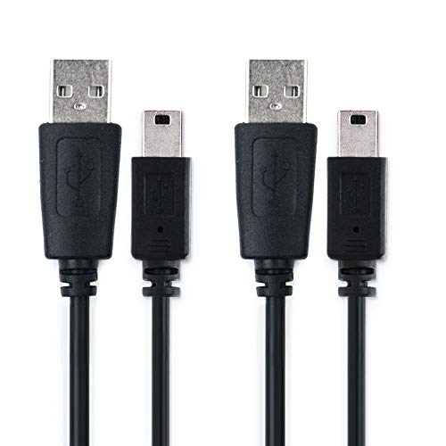 CELLONIC 2X USB Kabel 1m kompatibel mit Canon EOS 4000D 2000D 200D 1200D 80D 700D 600D 6D Mark II 5D Mark III EOS M10 PowerShot G7X SX530 HS IXUS 185 Ladekabel Mini USB 2.0 Datenkabel schwarz PVC von CELLONIC