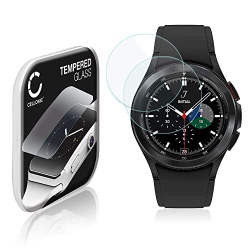 CELLONIC 2x 9H Display Schutzglas für Samsung Galaxy Watch 4 Classic - 42mm (SM-R880) Smartwatch, 2.5D Full Glue Screen Protector Glass, Fitness Tracker Displayschutz Glas Transparent Schutzfolie von CELLONIC