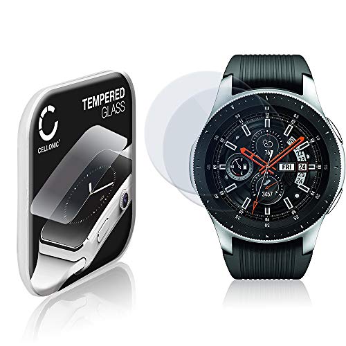 CELLONIC 2x 9H Display Schutzglas für Samsung Galaxy Watch - 46mm (SM-R800) Smartwatch, 2.5D Full Glue Screen Protector Glass, Fitness Tracker Displayschutz Glas Transparent Schutzfolie von CELLONIC
