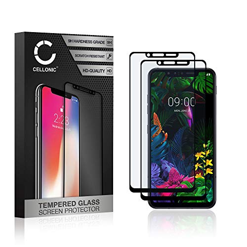 CELLONIC 2X Displayschutzglas kompatibel mit LG G8s ThinQ (3D Case-Friendly 9H 0.33mm Full Glue) Glas schwarz Displayschutz Schutzglas Tempered Glass von CELLONIC