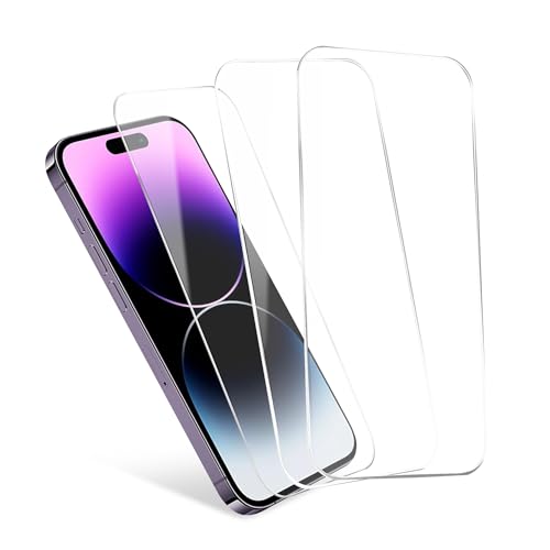 CELLONIC 3x Schutzfolie Handy kompatibel mit iPhone 14 Pro - 6,1 Zoll Smartphone Displayschutz 2.5D aus Tempered Glass Ultra Thin 9H Schutzglas von CELLONIC
