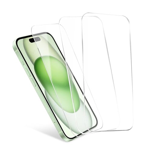 CELLONIC 3x Schutzfolie Handy kompatibel mit iPhone 15 & iPhone 15 Pro - 6,1 Zoll Smartphone Displayschutz 2.5D aus Tempered Glass Ultra Thin 9H Schutzglas von CELLONIC