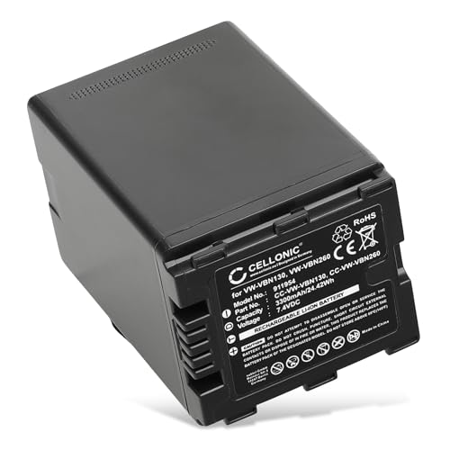 CELLONIC, Akku für Kamera, kompatibel mit Panasonic HC-X920 / X920M, VW-VBN130, HC-X910 (7.4V, 3300mAh) von CELLONIC