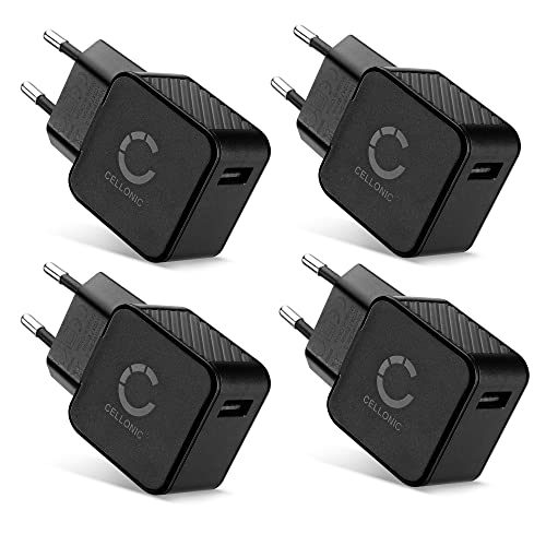 CELLONIC Schnelles Laden: USB Ladegerät (4Pack) für Handy Smartphone Tablet Kamera Lautsprecher UVM - Ladeadapter mit 2.4A / 12W Schnellladegerät, Ladestecker/USB Lader von CELLONIC