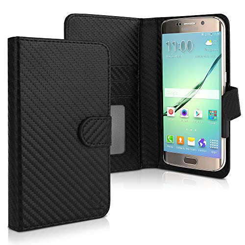 CELLONIC Smart Flip Cover für Smartphones (16.3cm x 8.5cm x 1cm) Handyhülle, Universal Schutzhülle - Bookstyle Case PU Leder Klapphülle faltbar, Tasche schwarz, Kartenfach Hülle Kreditkarte Karte von CELLONIC