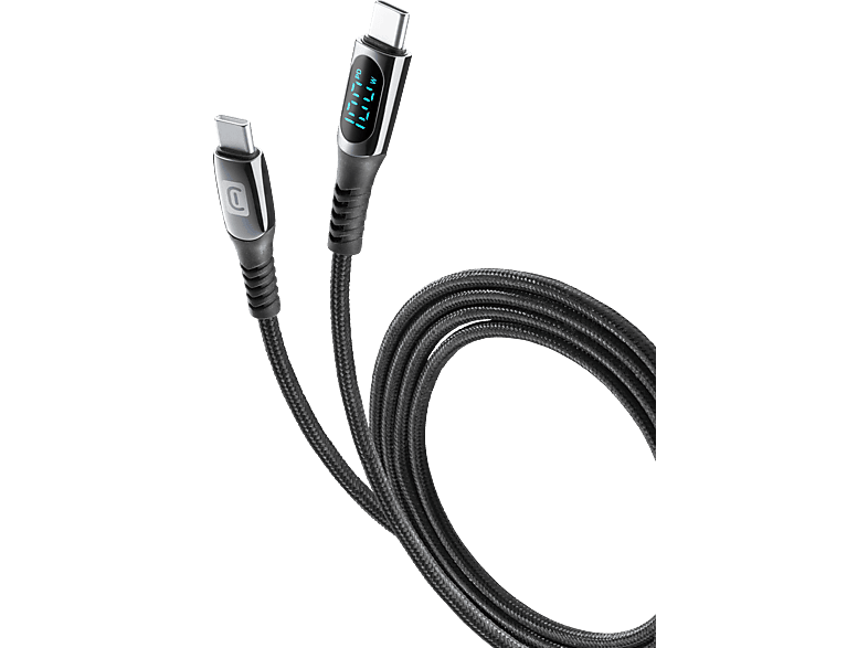 CELLULAR LINE Cable-Display USB-C auf USB-C, Ladekabel, 2 m, Schwarz von CELLULAR LINE