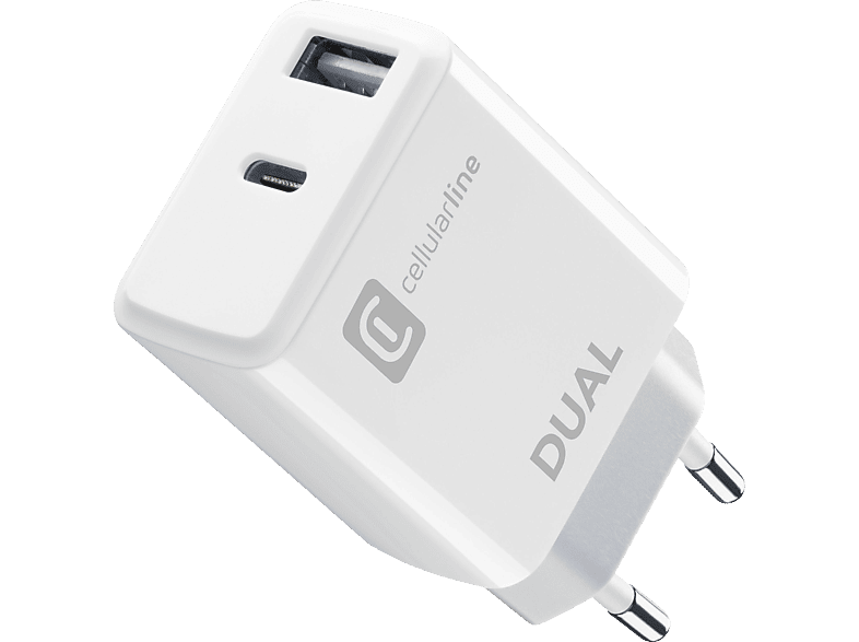 CELLULAR LINE Dual Charger Schnellladegerät Apple 20 W, Weiß von CELLULAR LINE