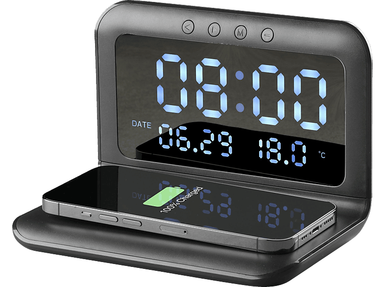 CELLULAR LINE Smart Clock Wireless induktive Ladestation mit Wecker Universal, Schwarz von CELLULAR LINE