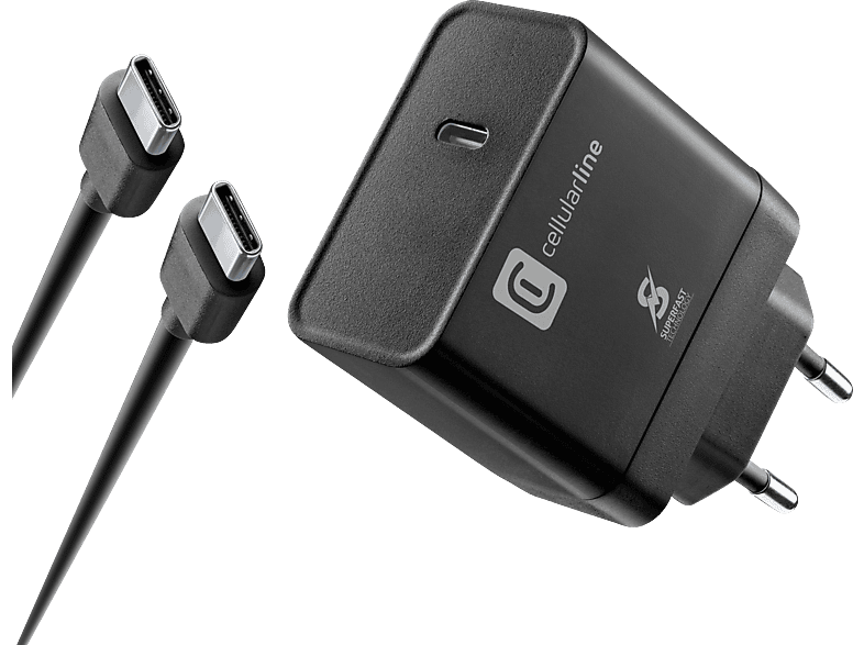 CELLULAR LINE Super Fast Charger USB-C Netzladegerät Samsung, Schwarz von CELLULAR LINE