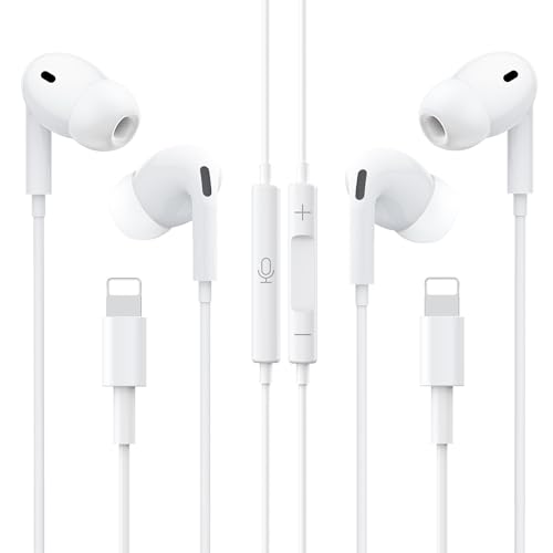 2er-Pack In-EarKopfhörer für iPhone,[MFI-Zertifiziert] Kabelgebundene iPhone-Kopfhörer mit Mikrofon und Musiksteuerung, Hifi-Stereo-Ohrhörer mit Geräuschunterdrückung für iPhone 14/13/12/SE/11/X/8/7 von CELLWORLD