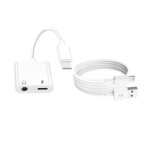 [Apple MFi Zertifiziert] Lightning auf 3.5mm Kopfhörer Jack Adapter, 2 in 1 iPhone Kopfhörer Adapter mit 1M Lightning Ladekabel, Musik Aufladen Kopfhörer Konverter für iPhone 14/14Pro/14Plus/13/12/11 von CELLWORLD