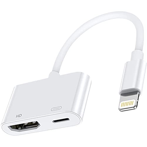 Lightning Adapter AV Digital 1080P [Apple MFI Zertifiziert] iPhone HDMI Adapter TV Lightning auf HDMI Plug and Play Kabel für iPhone 14/13/12/SE/11/XS/XR/X/8/7 auf TV/HDTV/Monitor/Projektor, Weiß von CELLWORLD