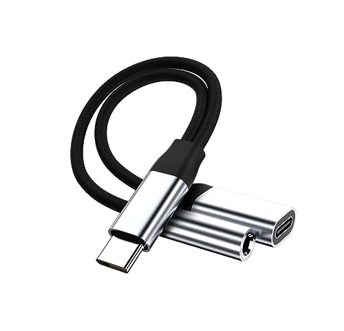 USB C auf 3,5-mm Klinken Kopfhörer und Ladegerät Adapter, 2-in-1 USB Typ-C zu Aux-Audiokabel mit 60W Schnellladung, Kopfhörerkonverter Kompatibel mit Samsung S23/S22+/S21/Note 20, Pixel, OnePlus usw. USB C auf 3,5-mm Klinken Kopfhörer und Ladegerät Adapter, 2-in-1 USB Typ-C zu Aux-Audiokabel mit 60W Schnellladung, Kopfhörerkonverter Kompatibel mit Samsung S23/S22+/S21/Note 20, Pixel, OnePlus usw. von CELLWORLD