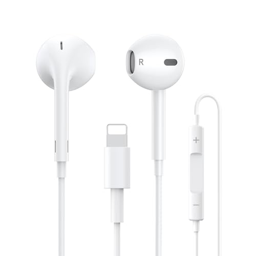 iPhone-Kopfhörer, Mfi-Zertifiziert Kabelgebundener In-Ear-Kopfhörer mit Mikrofon und Lautstärkeregler Kabelgebundene Ohrhörer mit Geräuschunterdrückung, Kompatibel mit iPhone 14 Pro/13/12/SE/11/X/8/7 von CELLWORLD