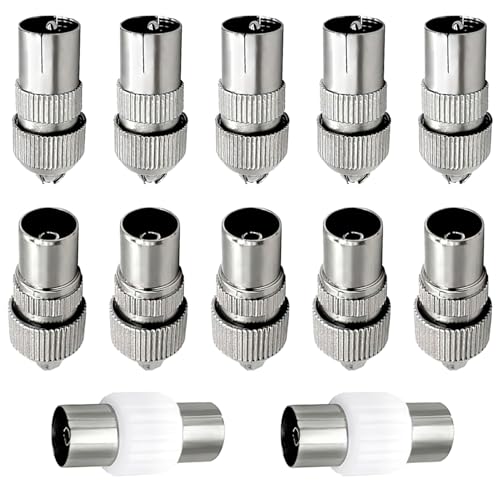 CENCERY 12 Stück TV-Antennenstecker Koaxial-TV-Antennenstecker 5 Stecker & 5 Buchsen, 2 Buchsen auf Buchsen Koaxialkabelstecker Antennenstecker F-Stecker auf Koax-Adapter von CENCERY