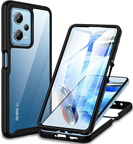 CENHUFO Hülle für Xiaomi Redmi Note 12 Pro 5G/Poco X5 Pro 5G, 360 Grad Schutzhülle Stoßfest Panzerhülle mit Eingebautem Displayschutz Bumper Cover Case Handyhülle für Redmi Note 12 Pro 5G -Schwarz von CENHUFO