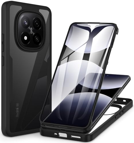 CENHUFO Hülle für Xiaomi Redmi Note 14 Pro 5G / Note 14 Pro Plus 5G / Note 14 Pro+, 360 Grad Handyhülle mit Eingebautem Displayschutz, Stoßfest Panzerhülle Outdoor Cover Case Schutzhülle - Schwarz von CENHUFO
