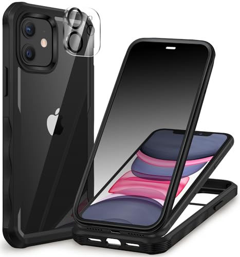 CENHUFO Sichtschutz Hülle für iPhone 11, mit Eingebautem Privacy Panzerglas Displayschutz und Kameraschutzfolie 360 Grad Handyhülle Schutzhülle Stoßfest Bumper AntiSpy Cover komplett Case -Schwarz von CENHUFO