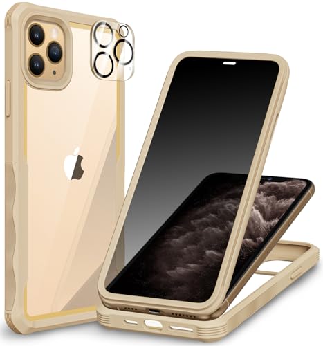 CENHUFO Sichtschutz Hülle für iPhone 11 Pro, mit Eingebautem Privacy Panzerglas Displayschutz und Kameraschutz, 360 Grad Handyhülle Schutzhülle Stoßfest Panzerhülle Anti Spy Cover Case - Beige CENHUFO Sichtschutz Hülle für iPhone 11 Pro, mit Eingebautem Privacy Panzerglas Displayschutz und Kameraschutz, 360 Grad Handyhülle Schutzhülle Stoßfest Panzerhülle Anti Spy Cover Case - Beige von CENHUFO