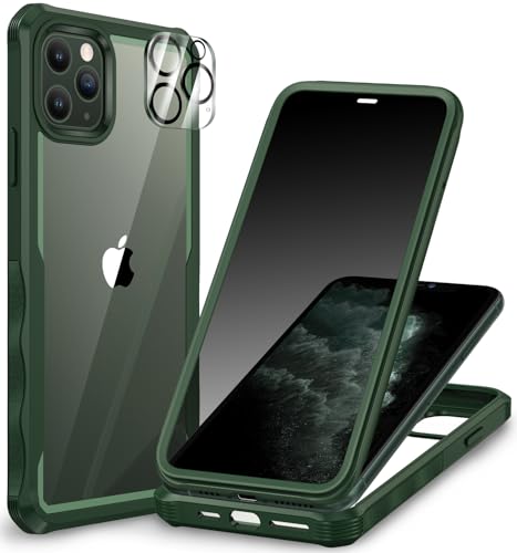 CENHUFO Sichtschutz Hülle für iPhone 11 Pro, mit Eingebautem Privacy Panzerglas Displayschutz und Kameraschutz, 360 Grad Handyhülle Schutzhülle Stoßfest Panzerhülle Anti Spy Cover Case - Grün CENHUFO Sichtschutz Hülle für iPhone 11 Pro, mit Eingebautem Privacy Panzerglas Displayschutz und Kameraschutz, 360 Grad Handyhülle Schutzhülle Stoßfest Panzerhülle Anti Spy Cover Case - Grün von CENHUFO