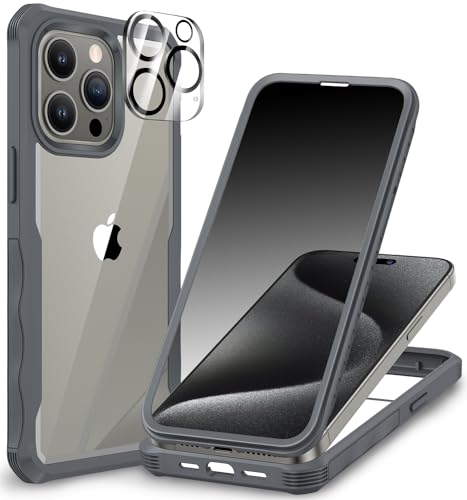 CENHUFO Sichtschutz Hülle für iPhone 15 Pro, mit Eingebautem Privacy Panzerglas Displayschutz und Kameraschutzfolie, 360 Grad Handyhülle Schutzhülle Stoßfest Bumper Anti Spy Cover Case - Grau CENHUFO Sichtschutz Hülle für iPhone 15 Pro, mit Eingebautem Privacy Panzerglas Displayschutz und Kameraschutzfolie, 360 Grad Handyhülle Schutzhülle Stoßfest Bumper Anti Spy Cover Case - Grau von CENHUFO