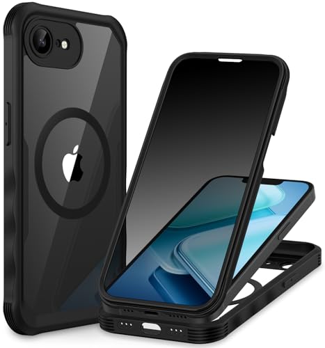 CENHUFO Sichtschutz Hülle für iPhone 16E, [Kompatibel mit MagSafe] Eingebautem Privacy Panzerglas Displayschutz 360 Grad Handyhülle Magnetisch Schutzhülle Stoßfest Panzerhülle Cover Case - Schwarz von CENHUFO