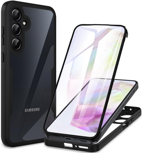 CENHUFO für Samsung Galaxy A35 5G Hülle, 360 Grad Schutzhülle mit Eingebautem Displayschutz Robust Stoßfest Panzerhülle Bumper Cover Case Transparent Handyhülle für Samsung Galaxy A35 5G - Schwarz von CENHUFO