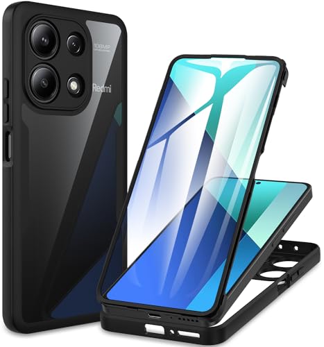 CENHUFO für Xiaomi Redmi Note 13 4G Hülle, 360 Grad Schutzhülle mit Eingebautem Displayschutz, Robust Stoßfest Bumper Outdoor Cover Case komplett Handyhülle für Xiaomi Redmi Note 13 4G - Schwarz von CENHUFO